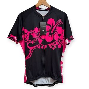 Weimostar Bicycle Jersey Floral Zip Up Top